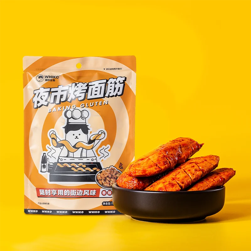 [Self-operated] China WHIKO Mysterious Creature Night Market Grilled Gluten Spicy 120g Snacks to satisfy cravings, casual snacks, spicy to satisfy cravings