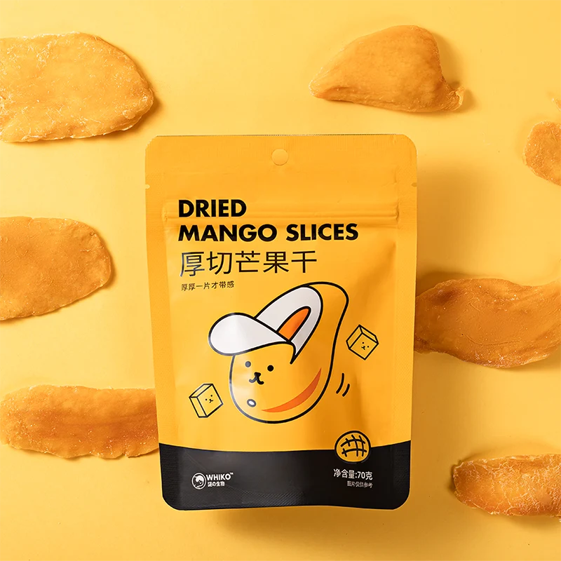 [Self-operated] China WHIKO Mysterious Creature Thick-cut Dried Mango 70g 0 Fat Candied Fruit Bagged Snack Dried Fruit