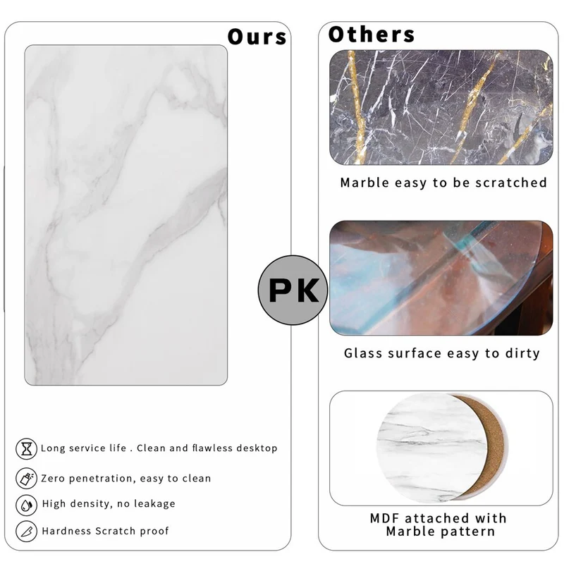 [US Warehouse] Modern round marble pattern metal base nesting set side table living room storage small coffee table 2-piece set
