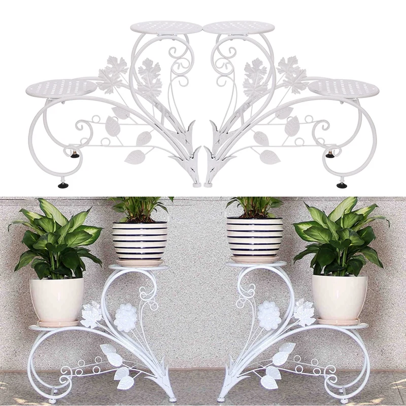 [US Warehouse] 2-piece set of classic high plant stand, artistic flower pot stand, flower pot outdoor indoor courtyard ornaments