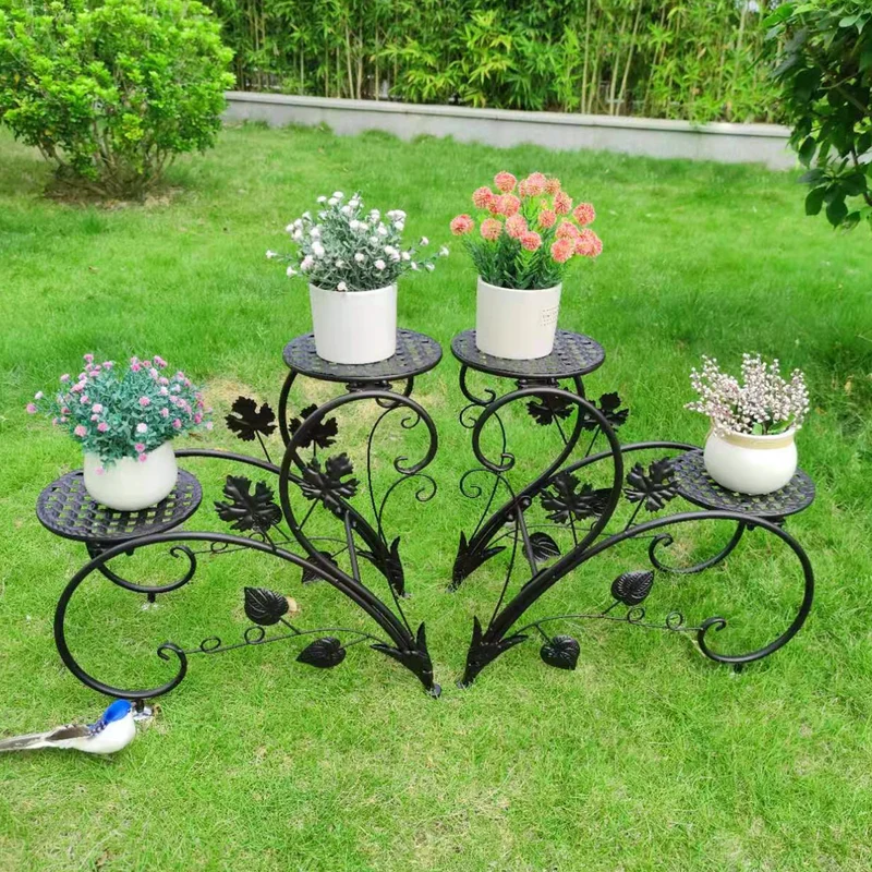 [US Warehouse] 2-piece set of classic high plant stand, artistic flower pot stand, flower pot outdoor indoor courtyard ornaments