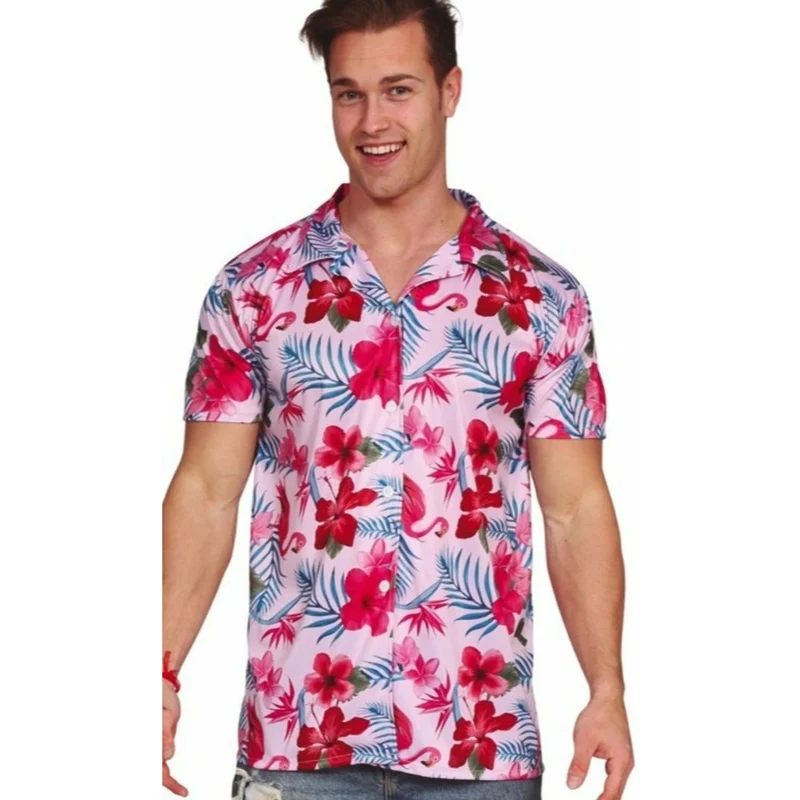 Hawaiihemd mit Flamingos