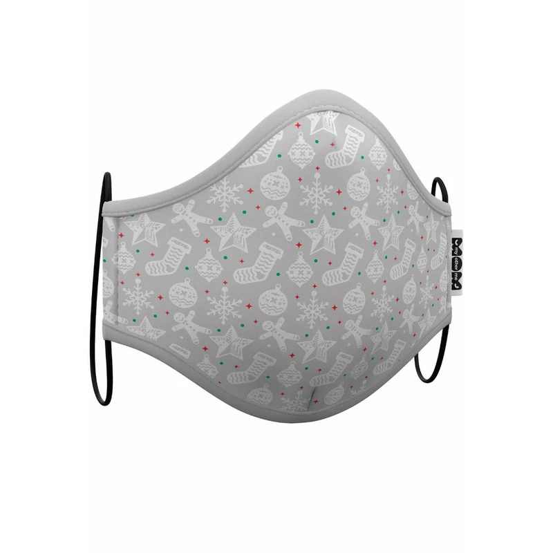 Stoffmaske Weihnachten Grau für Erwachsene