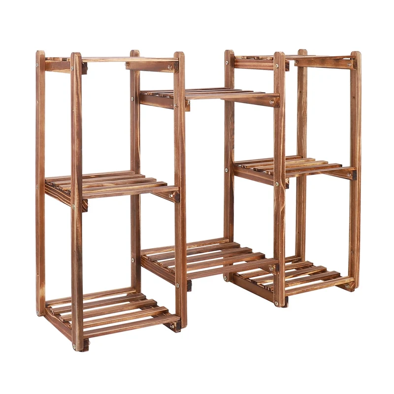 [US Warehouse] Wooden 8-layer garden plant stand, indoor and outdoor potted flower storage, flower pot, green plant display stand