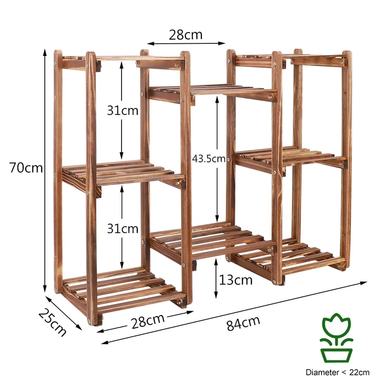 [US Warehouse] Wooden 8-layer garden plant stand, indoor and outdoor potted flower storage, flower pot, green plant display stand