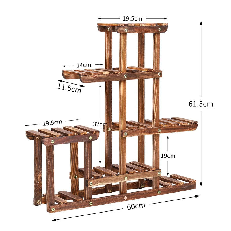 [US Warehouse] Multi-layer plant stand, 6-layer pine succulent flower pot planting display stand, balcony potted flower stand shelf, indoor and outdoor