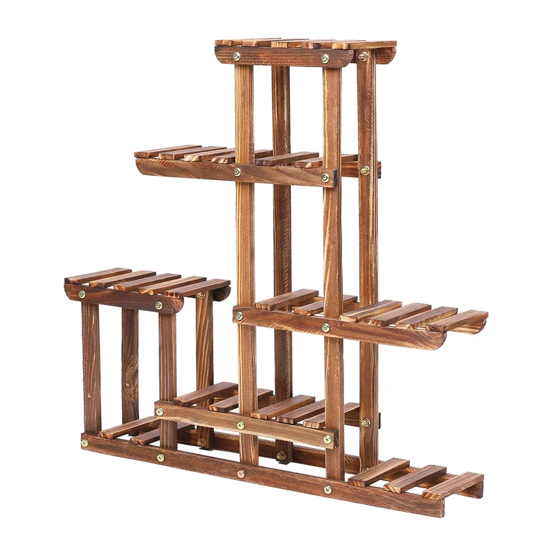[US Warehouse] Multi-layer plant stand, 6-layer pine succulent flower pot planting display stand, balcony potted flower stand shelf, indoor and outdoor