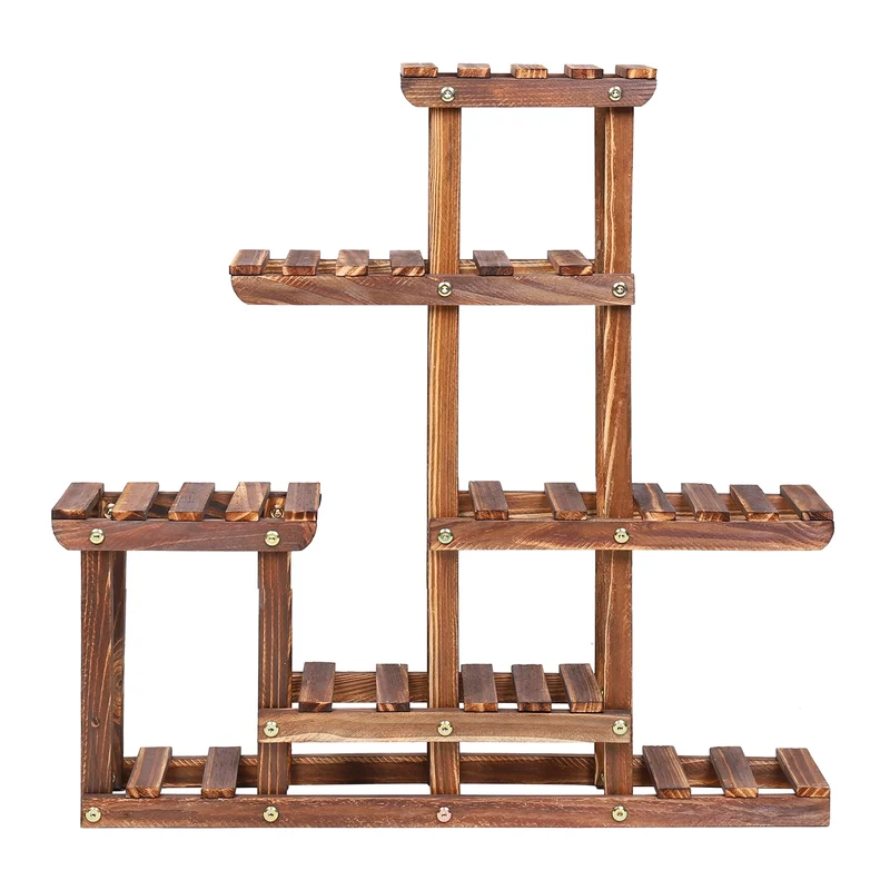 [US Warehouse] Multi-layer plant stand, 6-layer pine succulent flower pot planting display stand, balcony potted flower stand shelf, indoor and outdoor