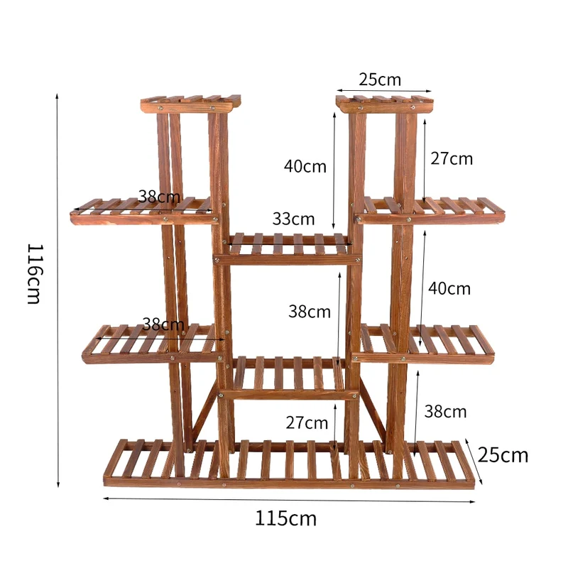 [US Warehouse] Multi-layer plant stand 46-inch high wooden flower stand 16 potted plant display storage rack indoor and outdoor