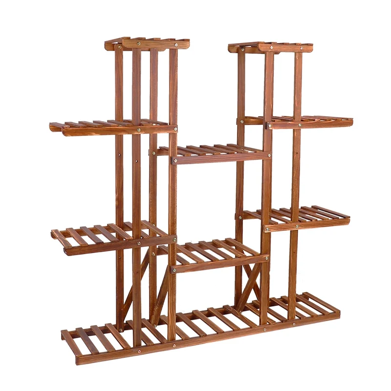 [US Warehouse] Multi-layer plant stand 46-inch high wooden flower stand 16 potted plant display storage rack indoor and outdoor
