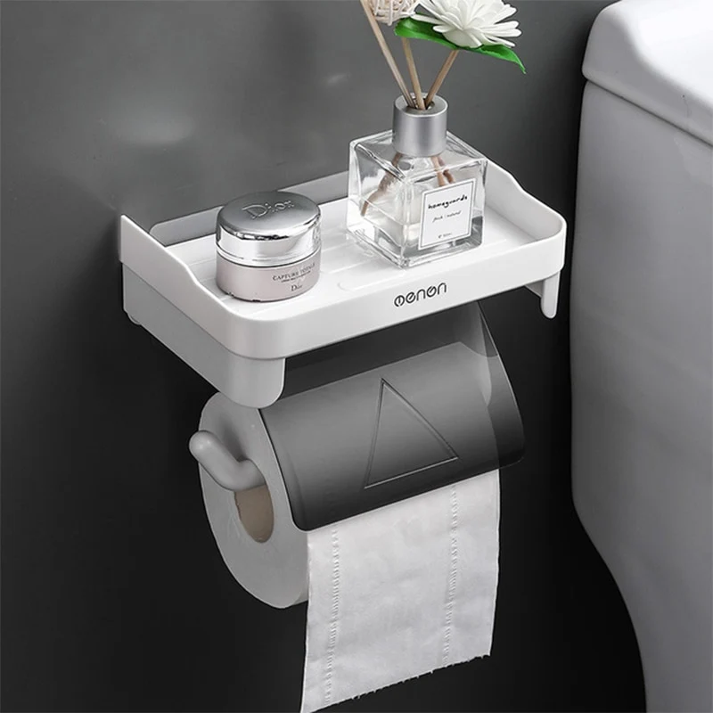 [US Warehouse] Wall-mounted toilet paper holder, bathroom tissue accessories holder, self-adhesive punch-free roll paper accessories