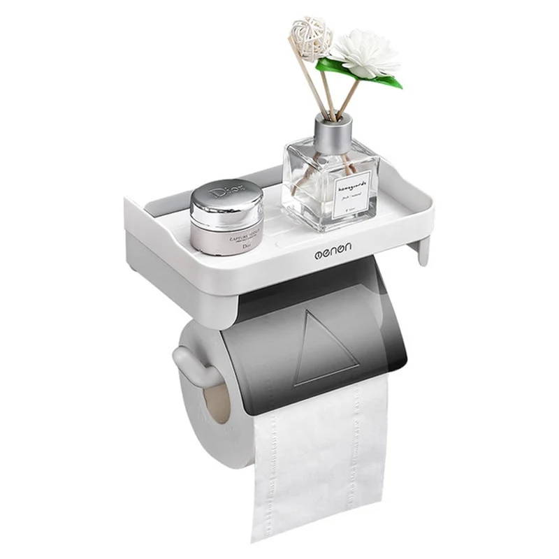[US Warehouse] Wall-mounted toilet paper holder, bathroom tissue accessories holder, self-adhesive punch-free roll paper accessories
