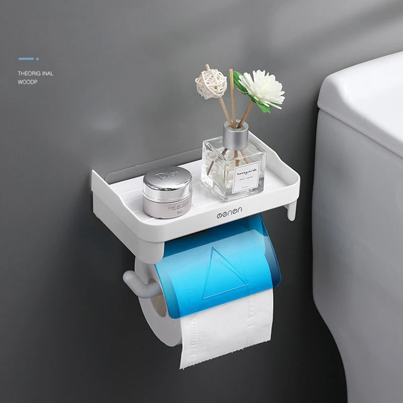 [US Warehouse] Wall-mounted toilet paper holder, bathroom tissue accessories holder, self-adhesive punch-free roll paper accessories