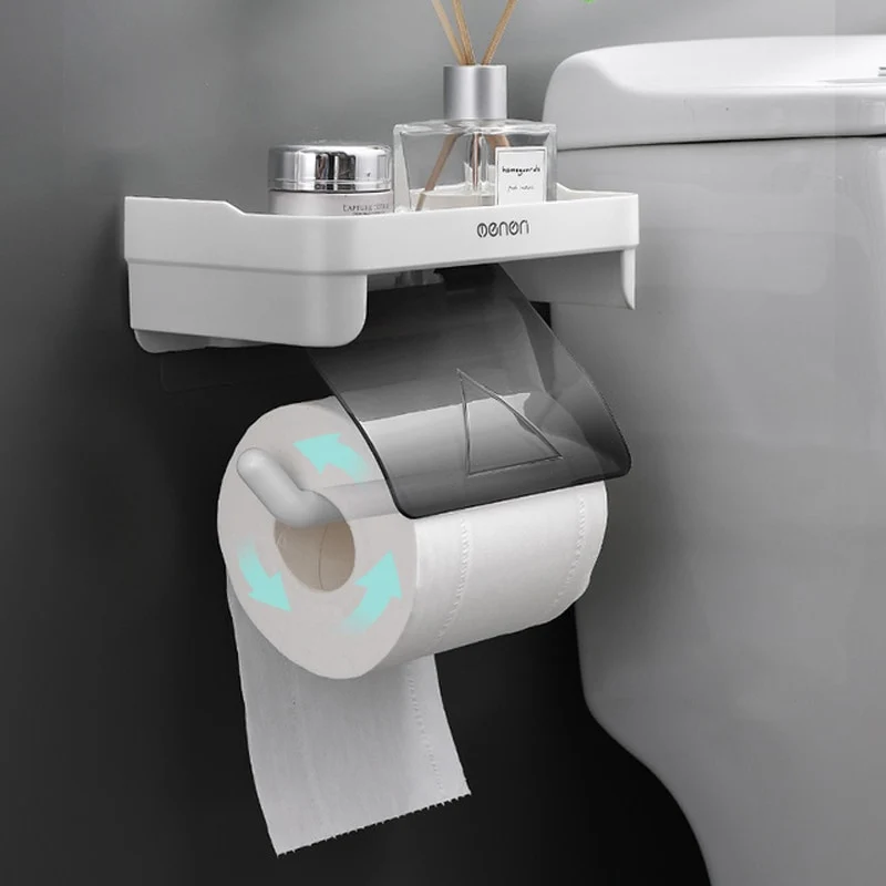 [US Warehouse] Wall-mounted toilet paper holder, bathroom tissue accessories holder, self-adhesive punch-free roll paper accessories