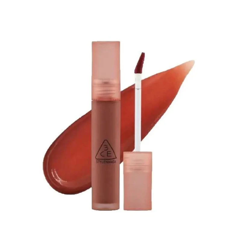 [Self-operated] South Korea 3CE Sanxi Jade Water Mist Lip Gloss 4.6g #Sepia Caramel Red Chestnut Red Brown Tone Water Glossy Matte Lip Gloss Moisturizing and Long-lasting