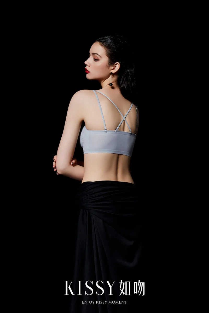 [Self-operated] Chinese KISSY lace bra, thin, no wires, small breasts, beautiful back, sexy deep V bra, breathable in summer, beautiful back, sports style, multiple colors available