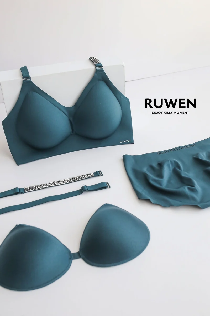 [Self-operated] China KISSY Upgraded Diamond Strap Style Wireless Seamless Underwear Push-up Yoga Bra Thin Summer Style Comes with Underwear and Breast Pads Available in Multiple Colors