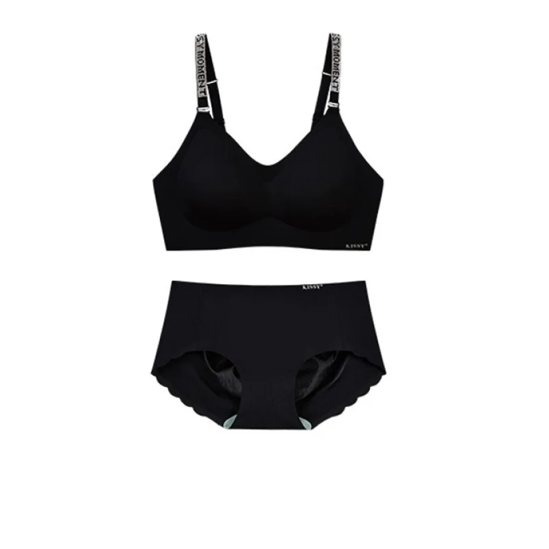 [Self-operated] China KISSY Upgraded Diamond Strap Style Wireless Seamless Underwear Push-up Yoga Bra Thin Summer Style Comes with Underwear and Breast Pads Available in Multiple Colors