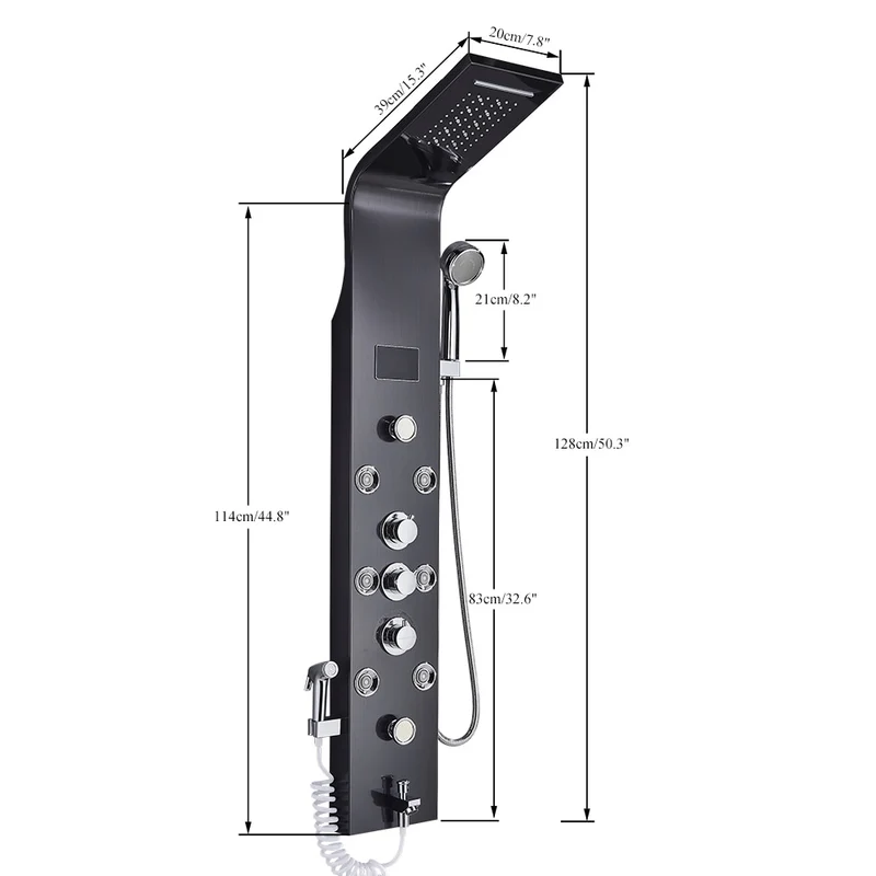 [US Warehouse] LED light shower faucet bathroom SPA massage head shower column system waterfall shower panel bidet sprayer