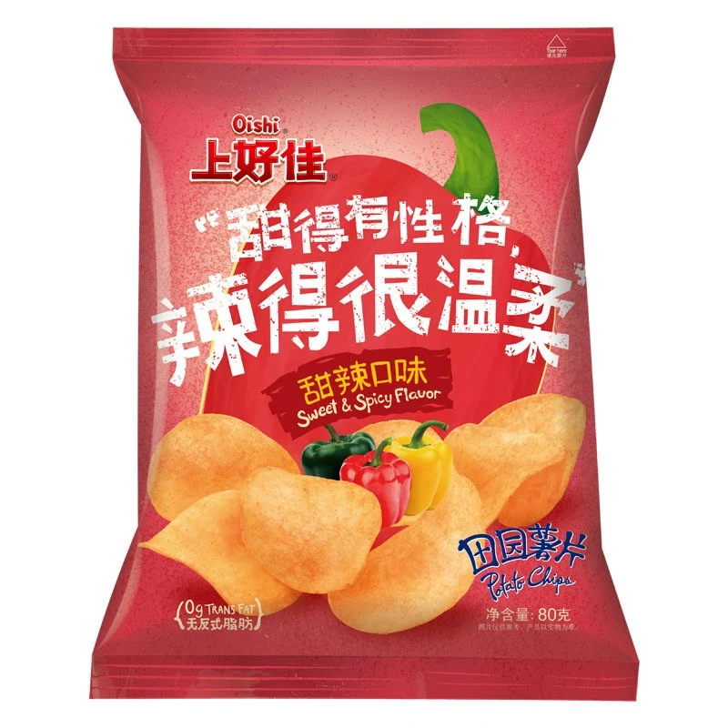 [Self-operated] China OISHI Shanghaojia Pastoral Potato Chips Sweet and Spicy 80g Internet celebrity snacks