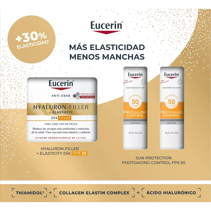 Eucerin Anti-Ageing Pack Hyaluron-Filler Elasticity Day Fps 30 50Ml + 2 Minis Photoaging Control Fps 50+ 2X5Ml