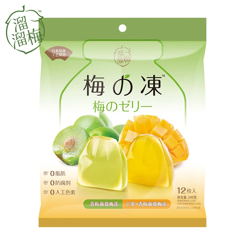 [Self-operated] China LIULIUMEI Green Plum Konjac 240g Green Plum + Mango Flavor 0 Fat Casual Healthy Snack Pudding Konjac Jelly