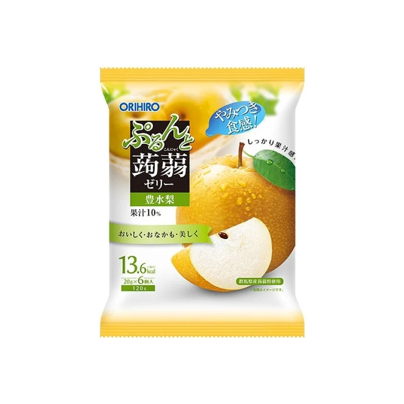 [Self-operated] Japanese ORIHIRO low-calorie konjac juice jelly 6 pieces, ready to eat, Fengshui pear flavor