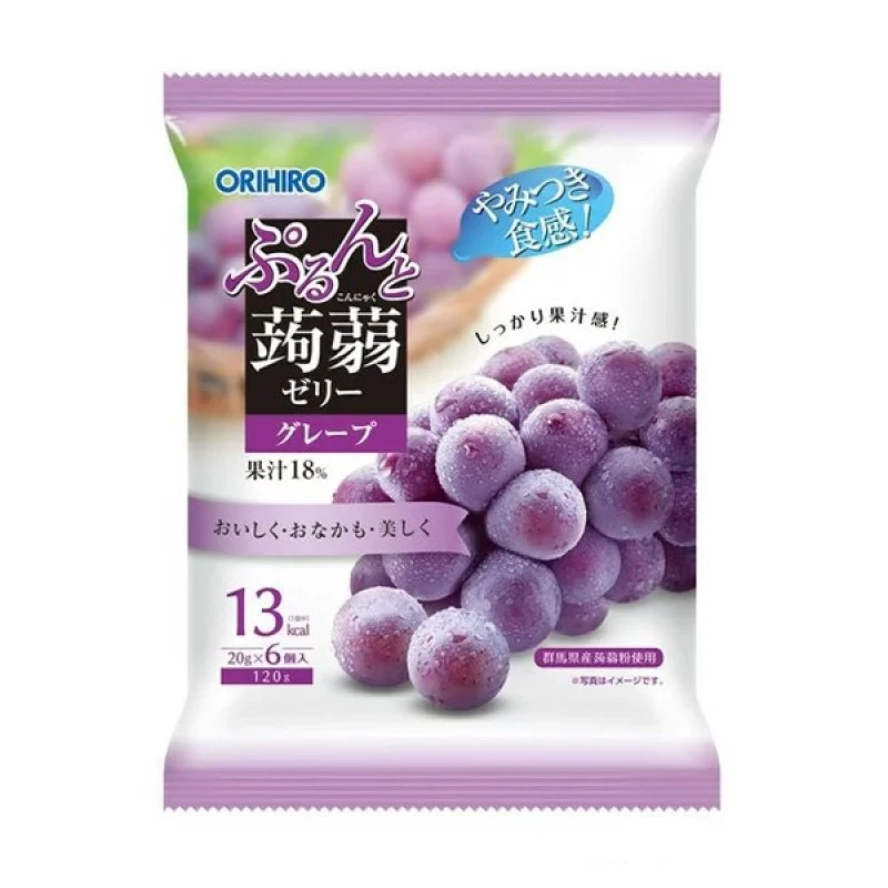 [Self-operated] Japanese ORIHIRO low-calorie konjac juice jelly 6 pieces, ready to eat, black grape flavor