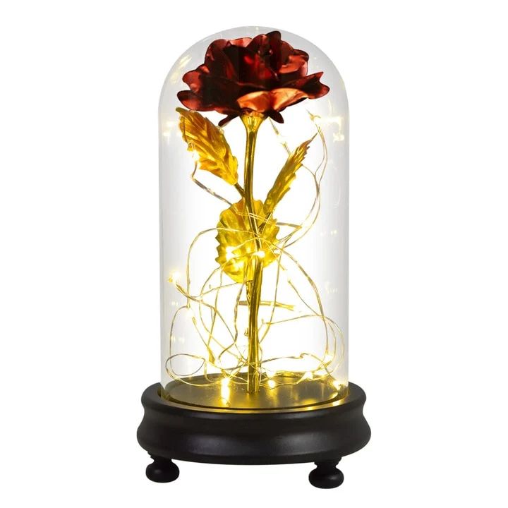 [US Warehouse] Beauty and the Beast Glass Preserved Rose Galaxy Rose LED Light Artificial Flower Christmas Valentine's Day Birthday Gift