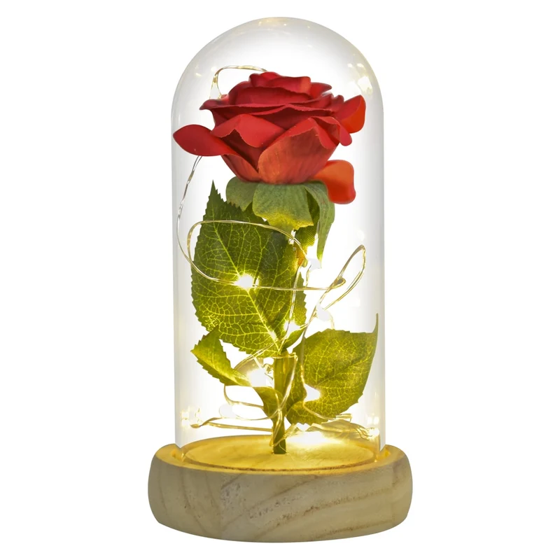 [US Warehouse] Beauty and the Beast Glass Preserved Rose Galaxy Rose LED Light Artificial Flower Christmas Valentine's Day Birthday Gift