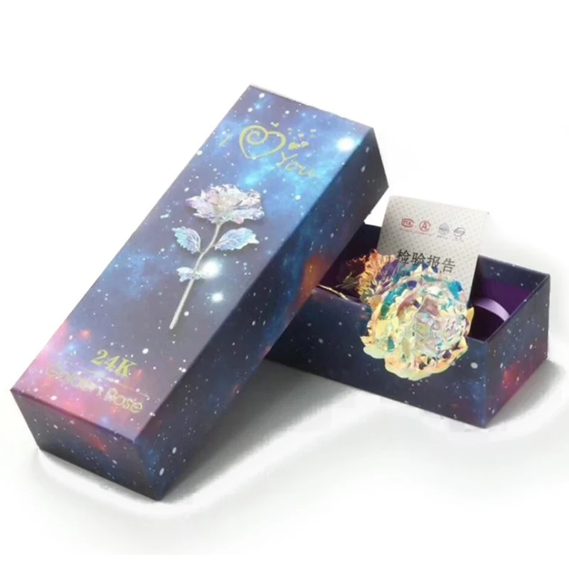 [US Warehouse] Beauty and the Beast Glass Preserved Rose Galaxy Rose LED Light Artificial Flower Christmas Valentine's Day Birthday Gift