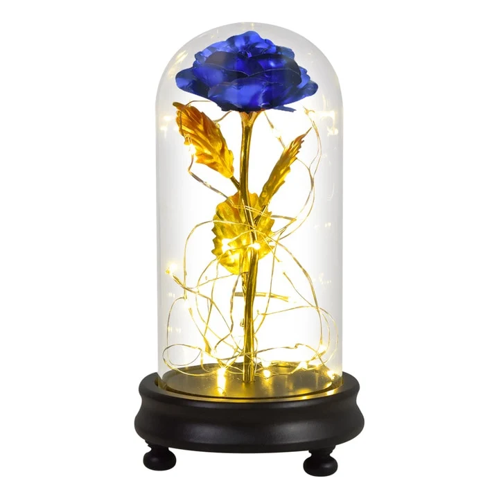 [US Warehouse] Beauty and the Beast Glass Preserved Rose Galaxy Rose LED Light Artificial Flower Christmas Valentine's Day Birthday Gift