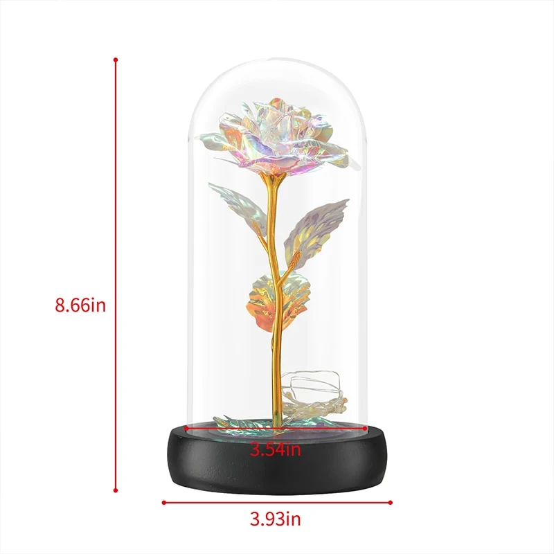 [US Warehouse] Beauty and the Beast Glass Preserved Rose Galaxy Rose LED Light Artificial Flower Christmas Valentine's Day Birthday Gift