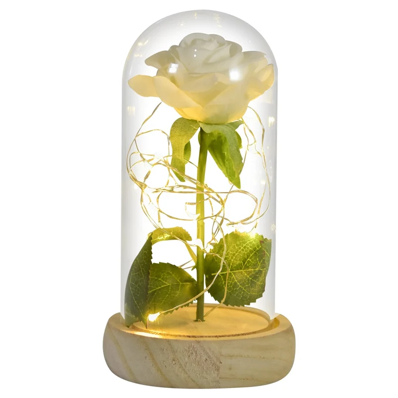 [US Warehouse] Beauty and the Beast Glass Preserved Rose Galaxy Rose LED Light Artificial Flower Christmas Valentine's Day Birthday Gift