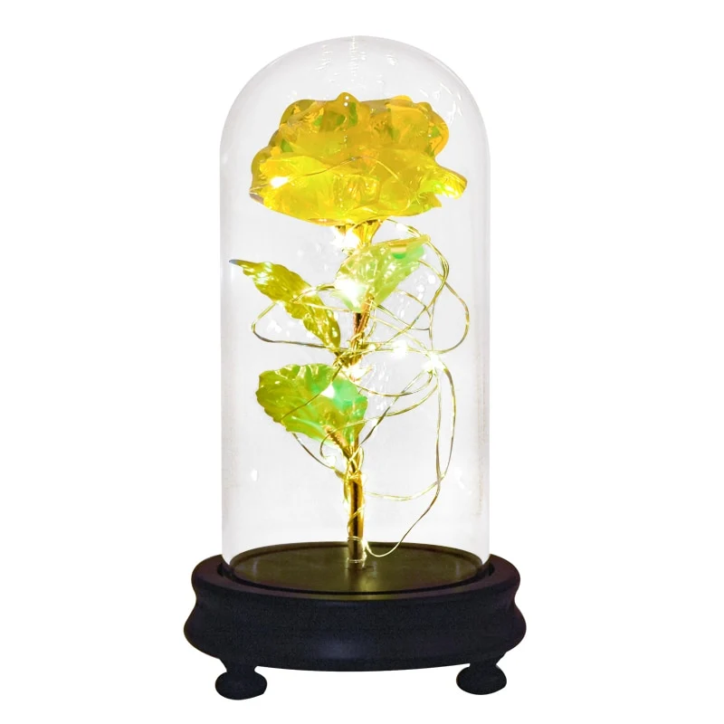 [US Warehouse] Beauty and the Beast Glass Preserved Rose Galaxy Rose LED Light Artificial Flower Christmas Valentine's Day Birthday Gift