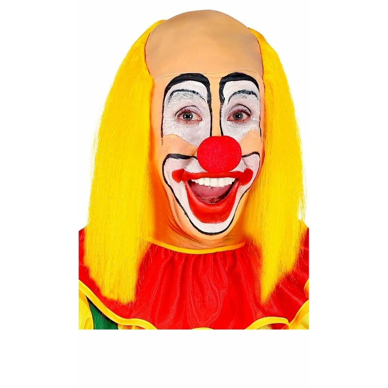 Gelbe Clown Perücke mit Glatze
