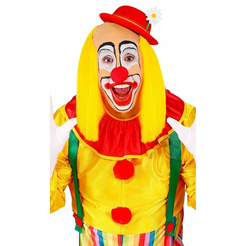 Gelbe Clown Perücke mit Glatze