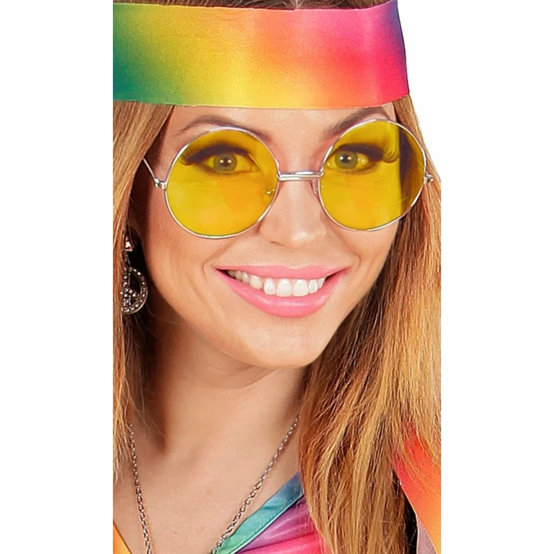 Große gelbe runde Brille