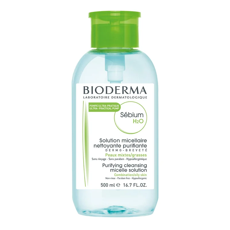 [Self-operated] French BIODERMA Jingyan Oil Control Cleansing Liquid Makeup Remover Green Cap Moisturizing Oil Control 500ml Press Pump Head