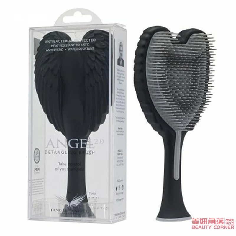 [Self-operated] British TANGLE ANGEL 2nd generation angel massage hair comb, angel comb, medium size, 1 pack, matte black, prosperous beauty, hair smoothing, anti-hair loss, anti-static comb