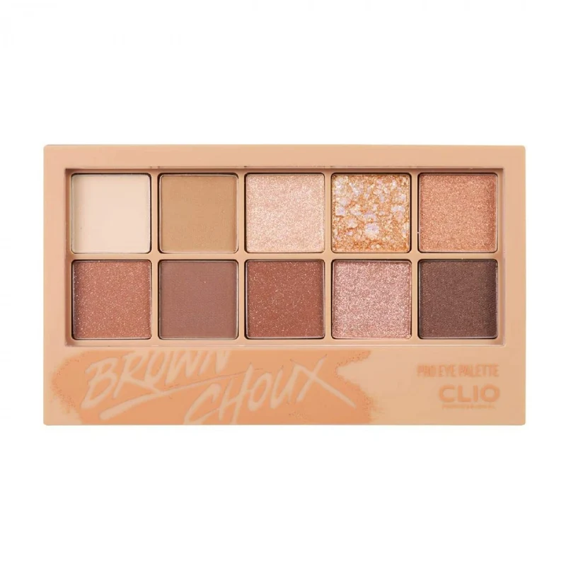 [Self-operated] Korean CLUB CLIO 10-color eyeshadow palette in one palette, color No. 2, Brown Choux, classic cool brown, INS super hot sequin makeup, romantic mocha eyeshadow palette