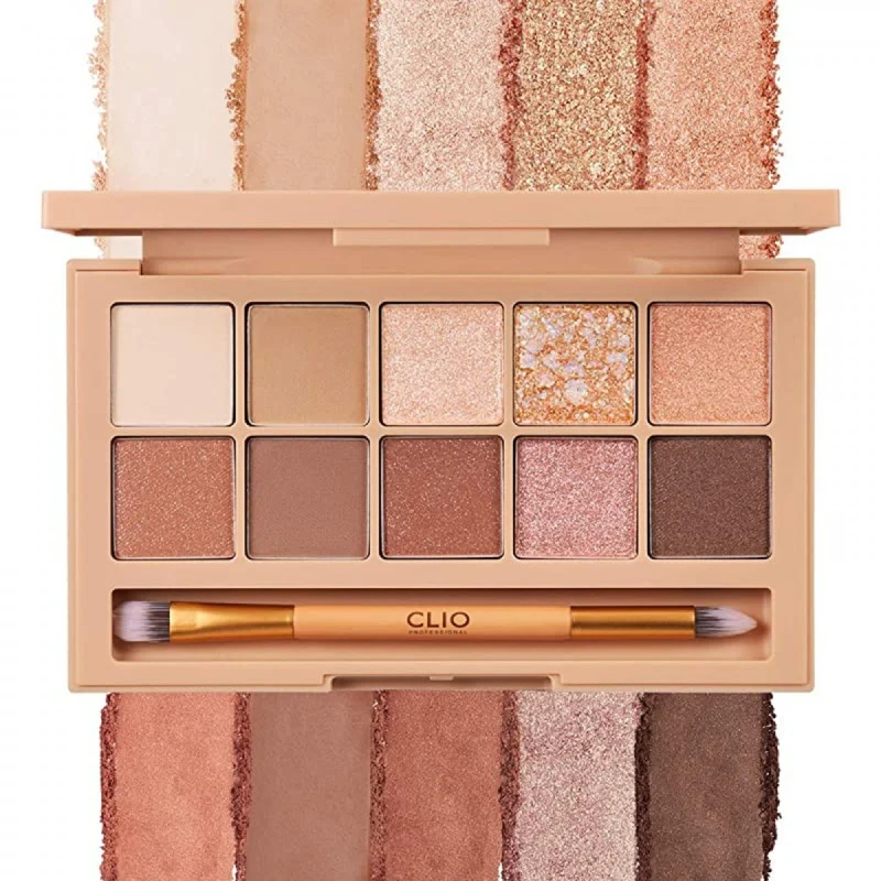 [Self-operated] Korean CLUB CLIO 10-color eyeshadow palette in one palette, color No. 2, Brown Choux, classic cool brown, INS super hot sequin makeup, romantic mocha eyeshadow palette