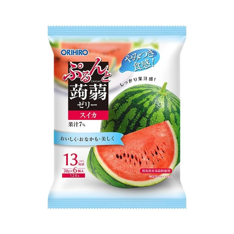 [Self-operated] Japanese ORIHIRO low-calorie konjac juice jelly 6 pieces, ready to eat, watermelon flavor