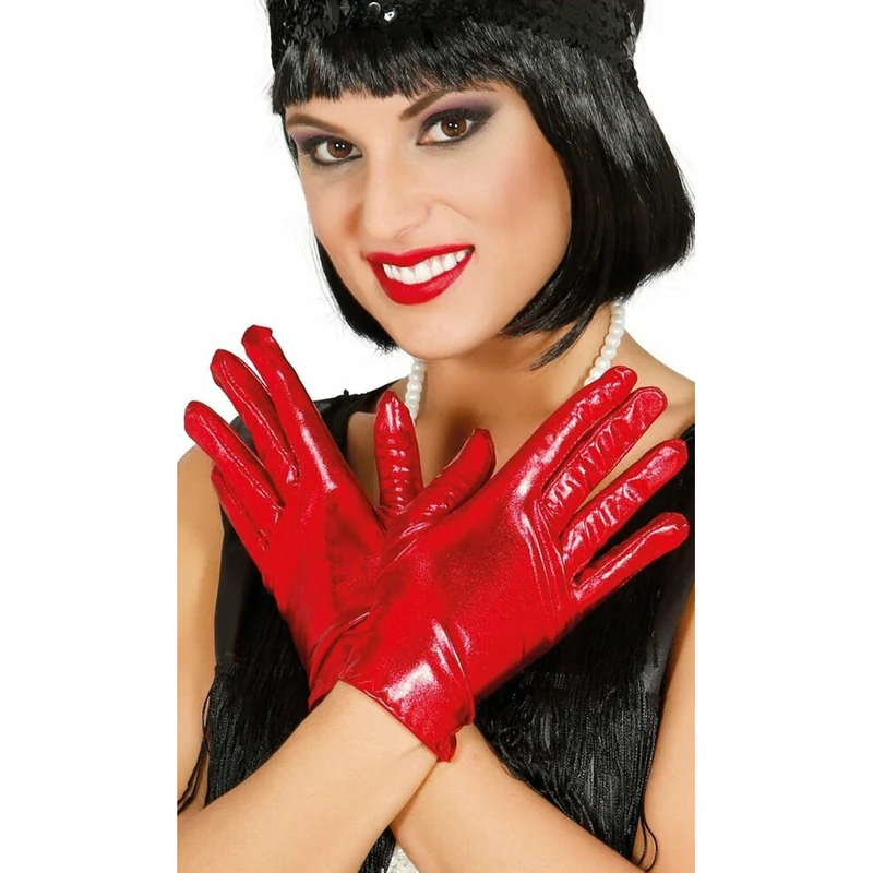 Kurze Handschuhe glanz, rot