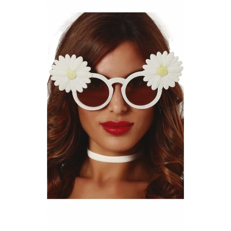Weiße Brille mit Gänseblümchen