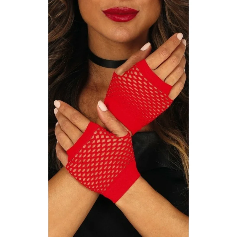 Kurze Netzhandschuhe rot
