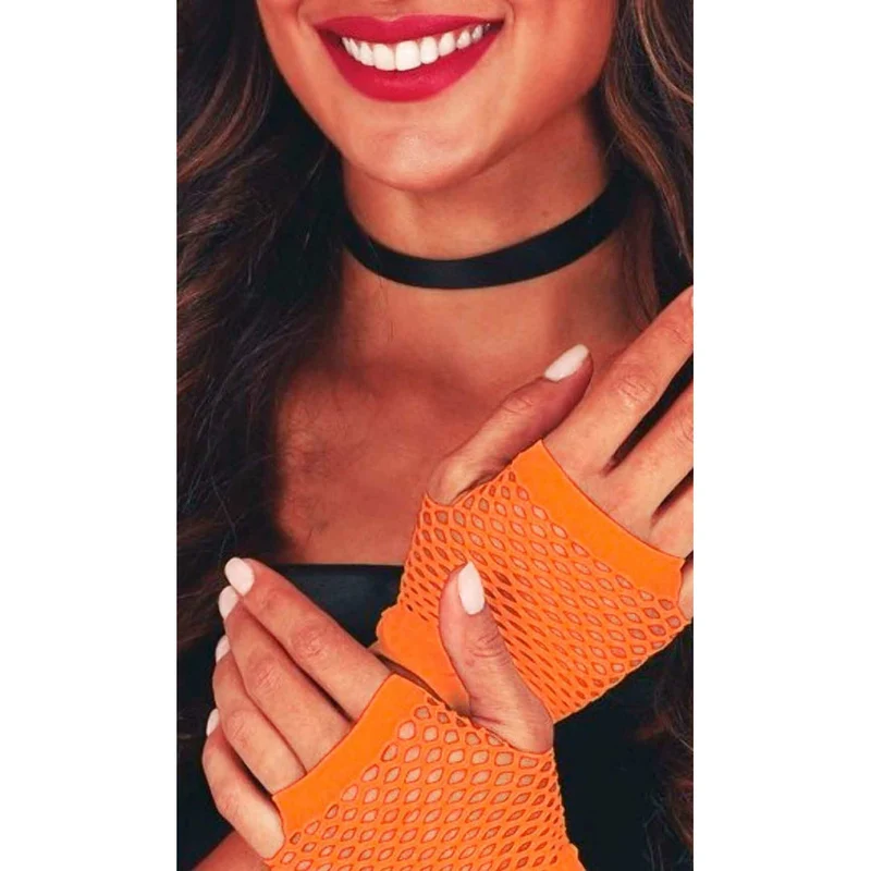 Kurze Netzhandschuhe orange