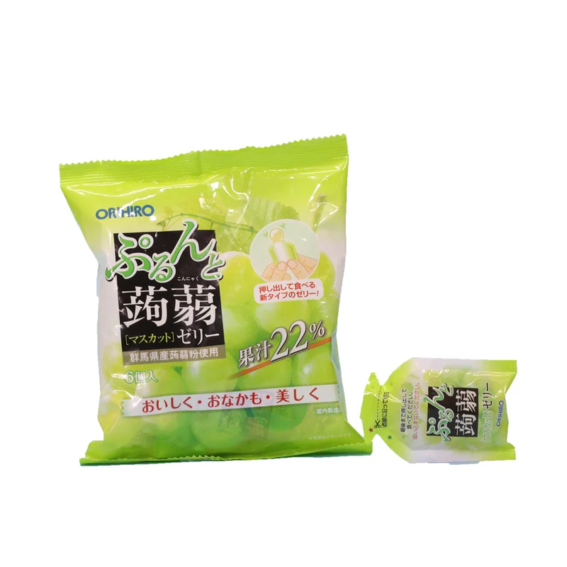 [Self-operated] Japanese ORIHIRO low-calorie konjac juice jelly 6 pieces, ready to eat and convenient, green flavor