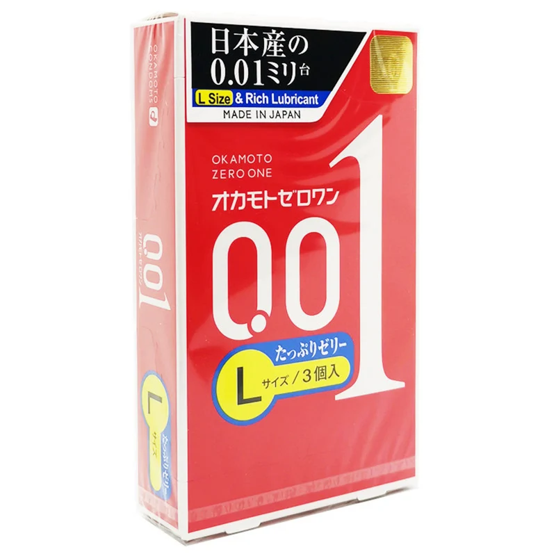 [Self-operated] Japanese OKAMOTO Okamoto 001 series 0.01mm ultra-thin safety condoms, 3 pieces, large L size lubricated condoms