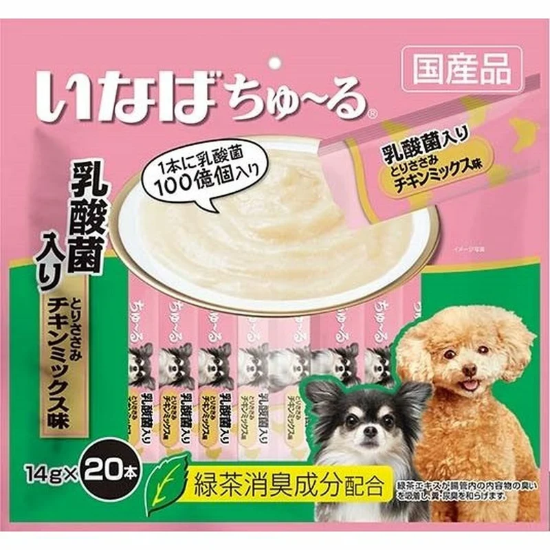 [Self-operated] Japanese INABA Dog Snacks for Dogs, Julu Soft Meat Sauce, Liquid Delicious Snack Bars, 20 Pack, Chicken Mix Flavor, Lactic Acid Bacteria Added, Maintain Health and Keep Gastrointestinal in Good Condition